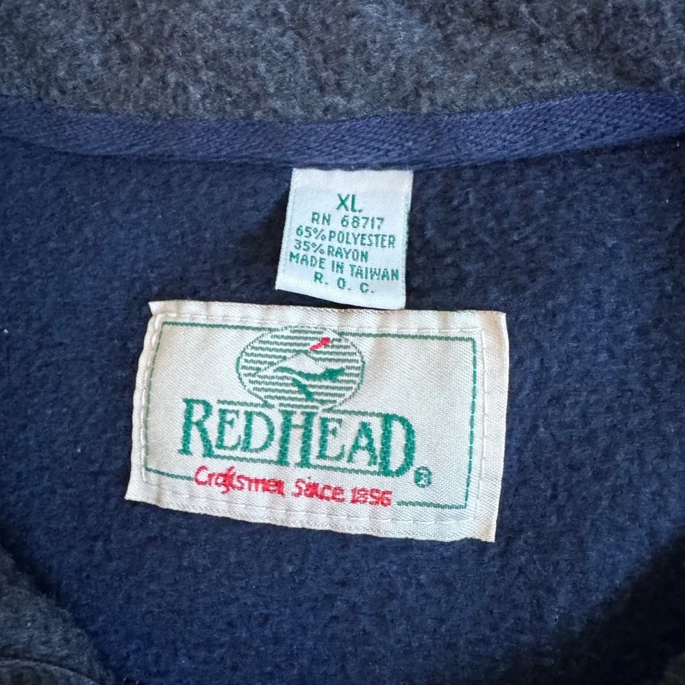 Red Head Dark Gray Fleece Jacket Men's XL Button Up Collared Chest Pockets Soft